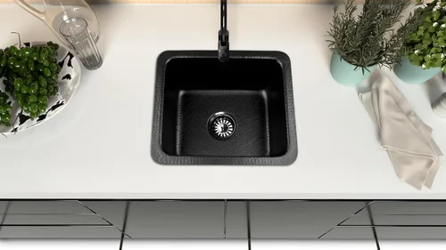 Miniatura 3 de Monarch Abode Fregadero de cocina y bar – Fregadero de cocina Highball de doble montaje de 17 pulgadas, fregaderos de aluminio negro mate martillado