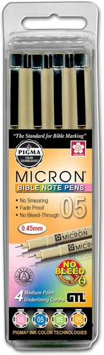 Miniatura 4 de G.T. Luscombe Company, Inc. Pigma Micron 05 - Kit de bolígrafos de punta media para notas bíblicas, tinta pigmentada que no se corre, seguro