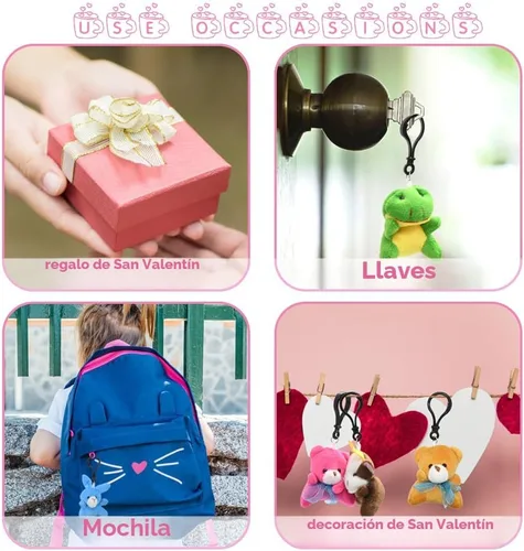 Miniatura 4 de 28 llaveros pequeños de animales de peluche, juguetes de animales de peluche a granel para niños, rellenos de cesta de Pascua, búsqueda de huevos