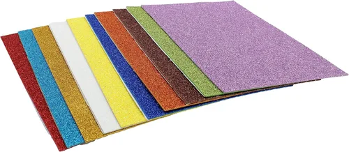 Hojas de espuma con purpurina autoadhesivas de 8 x 12 pulgadas, papel trasero de 10 unidades para actividades de manualidades infantiles, cortadores