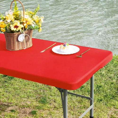 Miniatura 27 de Mantel cuadrado ajustable elástico de elastano para mesa, para comedor, cocina, hogar, fiesta, color azul marino, 34 x 34 pulgadas