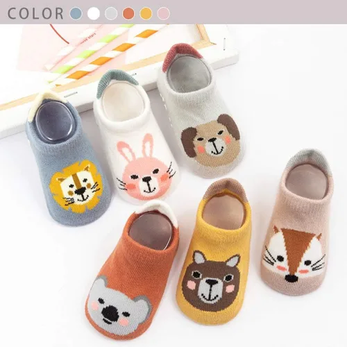 Miniatura 2 de Kisgyst 6 pares de calcetines de algodón antideslizantes para bebé, con suela antideslizante para recién nacido, niño y niña