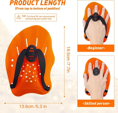 Miniatura 2 de Raquetas de natación para manos, paletas de mano de entrenamiento de natación con correas ajustables, paletas de natación para adultos y niños