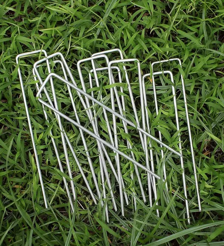 Miniatura 5 de Estacas de jardín de acero galvanizado de alta resistencia de 6 pulgadas, grapas y clavijas de sujeción para asegurar tela de malezas, tela
