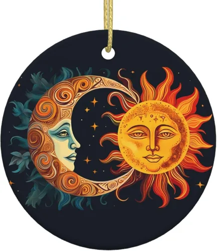 Miniatura 8 de Adornos colgantes de cerámica con sol dorado, colgantes de bolsa para mujer, decoración de interiores de automóvil, colgantes de árbol de Navidad