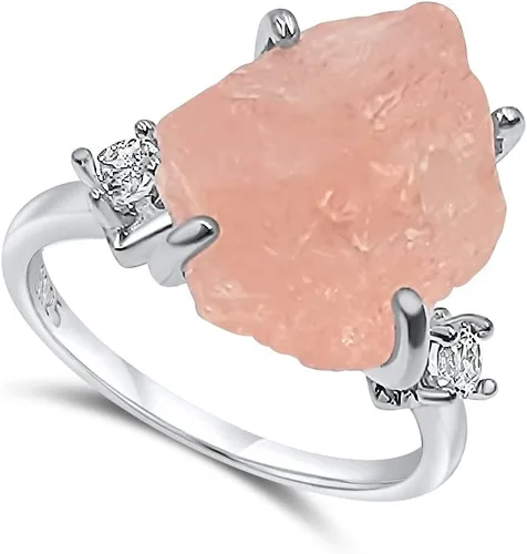 Miniatura 33 de Anillo de cristal crudo real con piedra natal, plata de ley, oro blanco, regalo de joyería para ella, regalo de Navidad, Día de la Madre