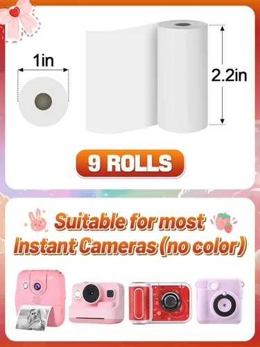 Miniatura 5 de 9 rollos de papel de repuesto para cámara instantánea para niños, impresión fotográfica, rollos de papel térmico de impresión instantánea para Blanco