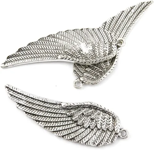 Miniatura 2 de 40 dijes para hacer joyas, 808AN, alas de ángel, plata antigua, para collar, pulsera, colgante, manualidades, aretes