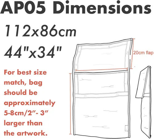 Miniatura 5 de Bolsas de arte (AP05-44 1/2 pulgadas x 34 pulgadas) – Fuertes • Absorbentes de golpes • Reutilizables • No tóxicas • Impermeable • Forro libre