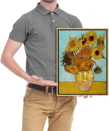 Miniatura 6 de Wieco Art Arte de pared enmarcado de girasol por Vincent Van Gogh Pinturas Reproducción abstractas impresiones en lienzo para decoración del hogar