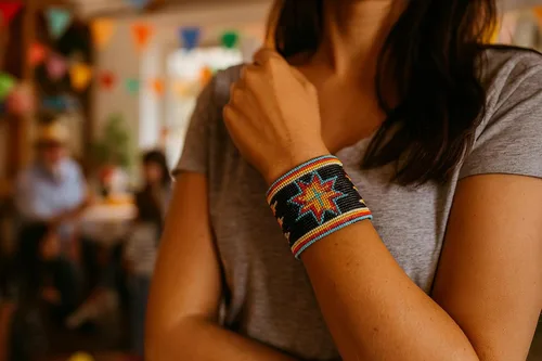 Miniatura 4 de Pulsera dura con cuentas de semillas de estilo nativo del suroeste