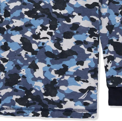 Miniatura 5 de Nautica Camiseta térmica de manga larga para hombre, cuello redondo, waffle, ropa interior térmica