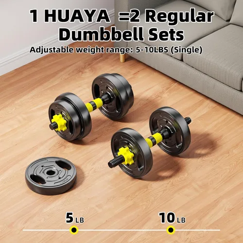 Miniatura 3 de Juego de mancuernas ajustables, pesas libres de 10 a 90 libras con conector – mancuernas 4 en 1, barra, pesa rusa y soporte para flexiones, juego