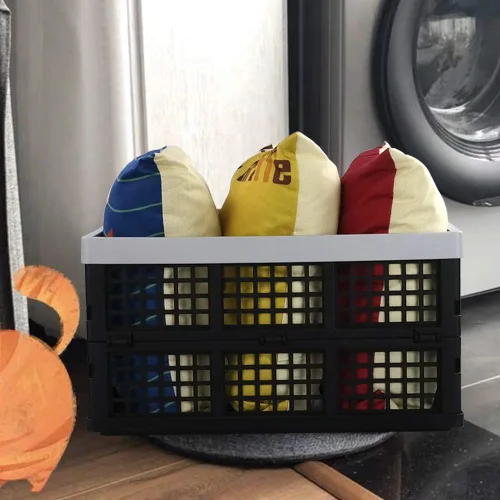 Miniatura 5 de Cajones de almacenamiento plegables de 34 litros/cesta de almacenamiento apilable, juego de 4 Negro + gris