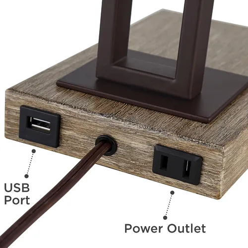 Miniatura 5 de Franklin Iron Works Maricopa - Lámpara de mesa rústica de escritorio con USB y toma de corriente alterna en la base de 21.25 pulgadas, pantalla