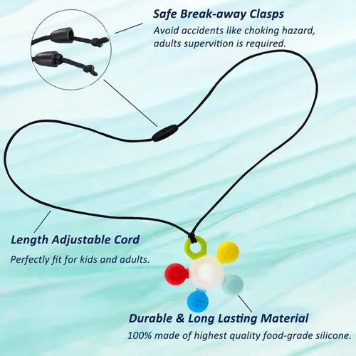 Miniatura 3 de Seeway - Collar masticable sensorial, collar masticable de silicona para niños sensoriales, longitud ajustable, juguetes masticables para autismo