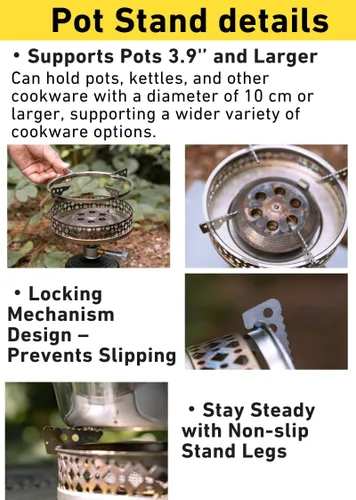 Miniatura 5 de CAMPINGMOON - Estufa portátil para acampar con soporte para ollas OD-4/OD-4-ST