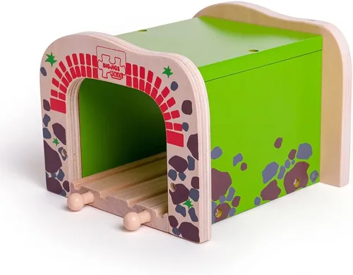 Bigjigs Rail, Túnel doble, juguetes de madera, juego de tren, túnel de tren, accesorios de madera para vías de tren, accesorios Bigjigs, juguetes de