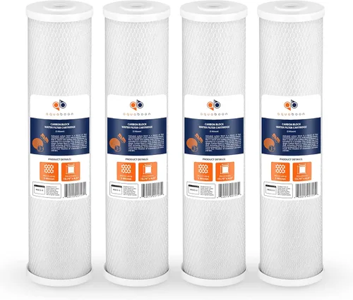 Miniatura 9 de Aquaboon Cartucho de filtro de carbono de 4,5 x 20 pulgadas, filtro azul grande CTO de cáscara de coco de 5 micrones, filtración de agua de pozo