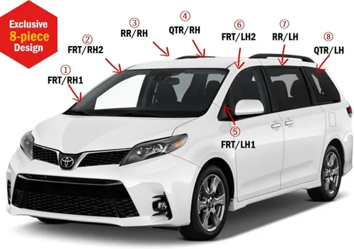 Miniatura 3 de AUTOCLOVER - Juego de 8 protectores de lluvia con cinta adhesiva para Toyota Sienna 2011 2012 2013 2014 2015 2016 2017 2018 2019 2020 / deflectores