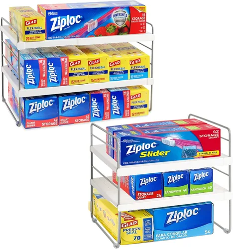 Paquete de 2 organizadores de despensa y almacenamiento, organizador expandible de papel de aluminio y envoltura plástica, estante organizador de