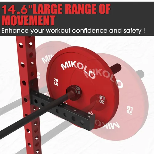 Miniatura 4 de Mikolo Agarres de seguridad, brazos de apoyo - Se adapta a tubo de 2" x 2", con agujero de 1" para estante de sentadillas y estante de potencia