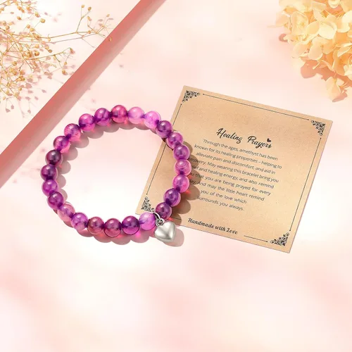 Miniatura 5 de Ralukiia Regalo para mujeres después de la cirugía, pulsera de amatista con oraciones curativas, regalos inspiradores de animación para mujeres