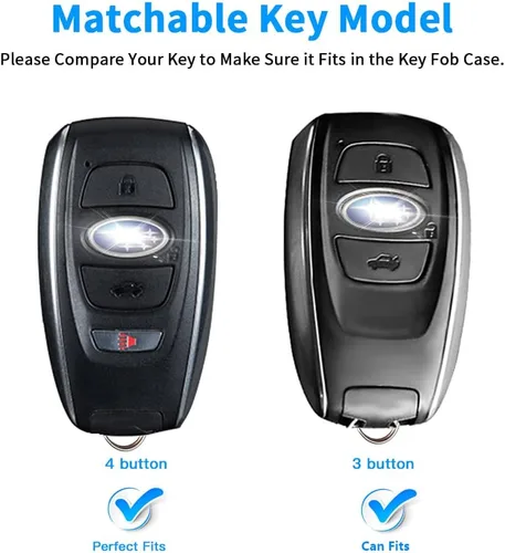 Miniatura 2 de QBUC Funda para llavero Subaru con llavero de cuero, apta para Forester Crosstrek Outback Ascent Impreza Legacy Subaru de 4 botones (azul)