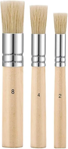 Miniatura 4 de Juego de 6 pinceles de madera para plantillas de cerdas de varios tamaños, pinceles de pintura de mango de madera, pinceles para pintura de acuarela