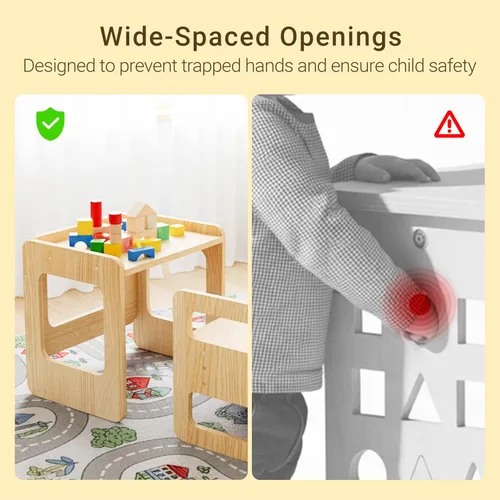 Miniatura 2 de Tilhumt Montessori - Juego de mesa y silla de destete – Mesa de actividades para niños de 3 alturas ajustables con valla de madera para niños de 1 a