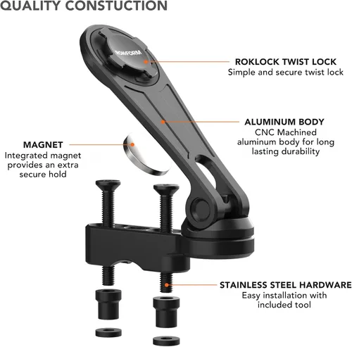 Miniatura 3 de Rokform Soporte para teléfono RokLock para motocicleta, se adapta a la mayoría de Harley, métricas y cruceros indios (aluminio pulido)