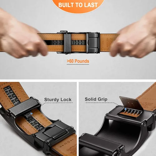 Miniatura 6 de BULLIANT - Cinturón con diseño ajustable de trinquete deslizante para hombre para usar con pantalón de vestir Oxford