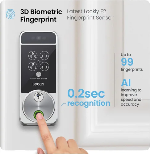 Miniatura 5 de Lockly Visage Zeno Series Smart Lock, reconocimiento facial y huella dactilar, cerradura de puerta de entrada sin llave, cerrojo Wi-Fi integrado