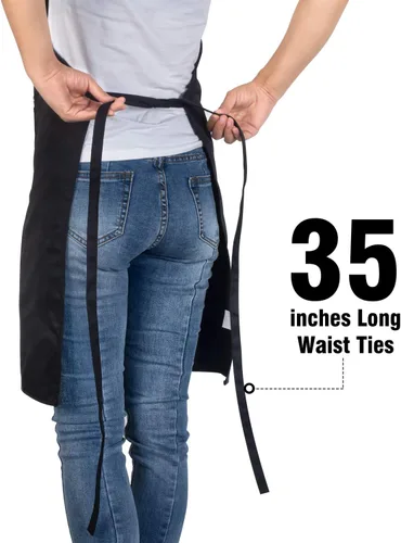 Miniatura 3 de Xornis Paquete de 2 delantales ajustables con 2 bolsillos para mujeres y hombres, cocinero, cocinero, color negro