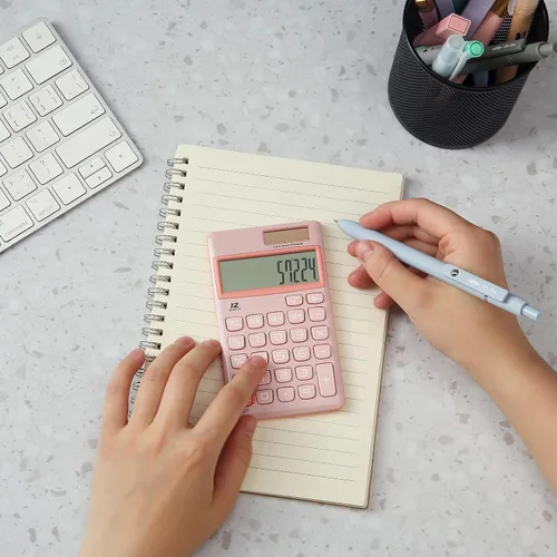 Miniatura 6 de Mr. Pen - Calculadora solar de función estándar, 12 dígitos, rosa claro, tamaño de bolsillo