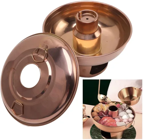 Miniatura 6 de Olla caliente de carbón pequeña, acero inoxidable pulido con diseño de chimenea para comedor buffet 410 acero inoxidable oro rosa 9.1 in 1 unidad