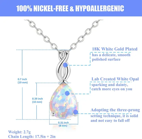Miniatura 7 de Collar de ópalo chapado de 18 quilates, oro blanco y oro rosa para mujer