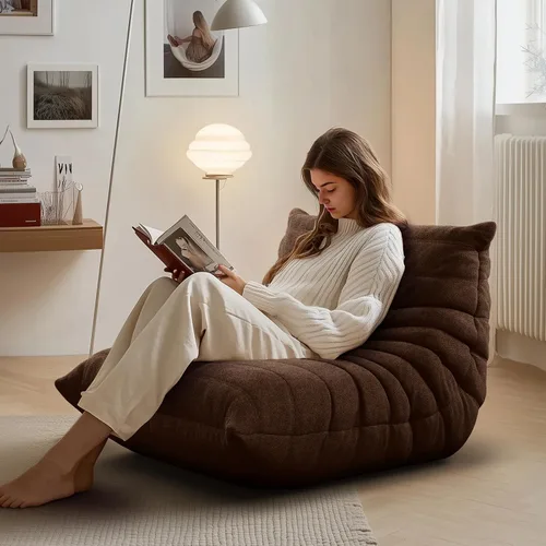 Miniatura 25 de Puf Togo sin comprimir de alta gama para adultos, sofá de espuma viscoelástica con tela suave, cómodo sillón de sala junto a la chimenea para sala