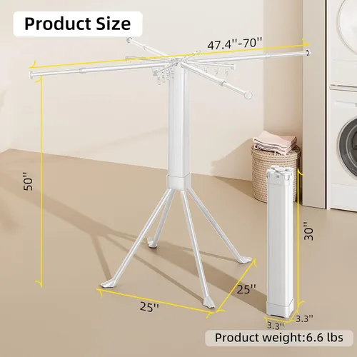 Miniatura 2 de Estante de Secado de Ropa BIREN Plegable y Extensible con 16 Clips, Perchero de Ropa Plegable para Ahorrar Espacio, Ideal para Colgar Ropa