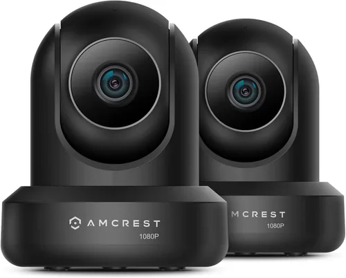 Amcrest Paquete de 2 cámaras WiFi de 1080p para interiores, cámara de seguridad para el hogar panorámica/inclinación de 2 MP, seguimiento Negro