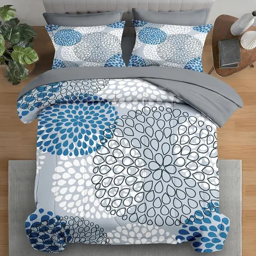 Miniatura 12 de Pamnest Juego de edredón tamaño Twin, juego de ropa de cama de mármol azul profundo de 5 piezas para niños y adultos, juegos de sábanas de piedra