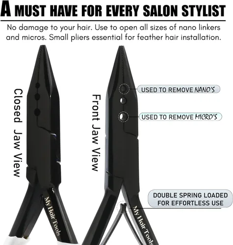 Miniatura 4 de Comfortable Handles Pro - Kit de herramientas de extensión de cabello, 3 agujeros, micro y nano, alicates para prensar y quitar el cabello, alicates