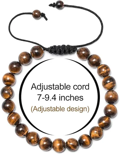 Miniatura 3 de M MOOHAM - Pulsera de roca de lava, pulsera de ojo de tigre de piedra de 0.315pulgadas, de yoga ajustables para aliviar el estrés, aromaterapia