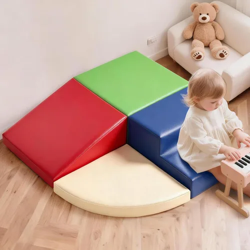 Miniatura 5 de Sumbababy Bloques de Escalada Suaves para Niños Pequeños: Conjunto de Juego de Cuero PU Impermeable - 4 PCS Juguetes Escaladores