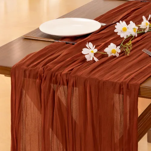 Miniatura 46 de Socomi - 10 caminos de mesa de gasa, estilo bohemio y rústico, para primavera, Pascua, bodas, fiestas, baby showers, cumpleaños y decoración, 120