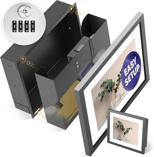 Elder Welder Caja fuerte de pared oculta | Marco de fotos 100% real, reemplazable incluido | Construcción de metal robusto | Cerradura de