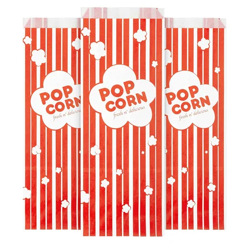 Miniatura 9 de Bolsas de papel para palomitas de maíz de 1 onza a granel (paquete de 100) pequeñas bolsas rojas y blancas desechables para fiestas temáticas