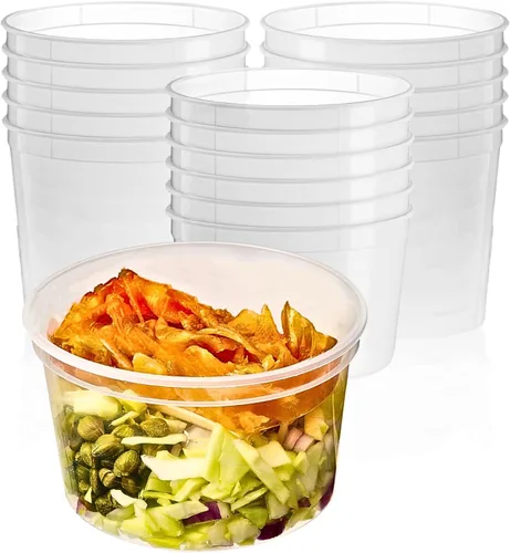 Miniatura 9 de Green Direct Contenedores de delicatessen con tapas, combo de almuerzo de plástico desechable 60 juegos, 20 8 onzas y 20 16 onzas y 20 32 oz.