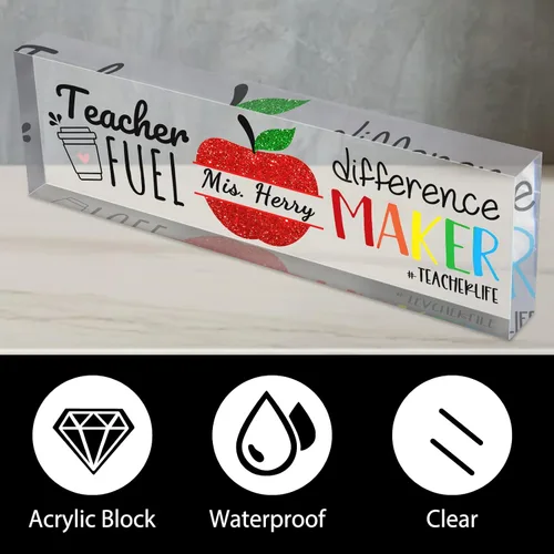 Miniatura 3 de Placa de nombre de escritorio personalizada para profesores, placa de nombre para escritorios, placa de escritorio de vidrio acrílico transparente
