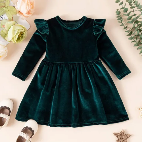 Miniatura 2 de Vestido de otoño de lino de algodón para niñas pequeñas, vestido de manga larga con flores para niñas
